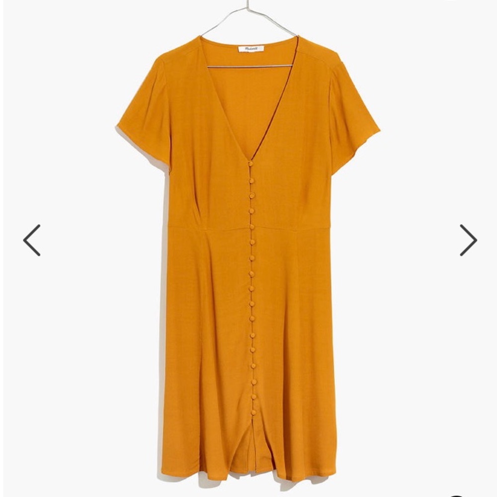 Madewell V Neck Shift Stress Gold Mustard sz S